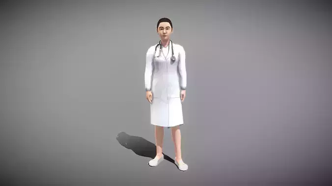 Female Doctor Low-poly 3D model