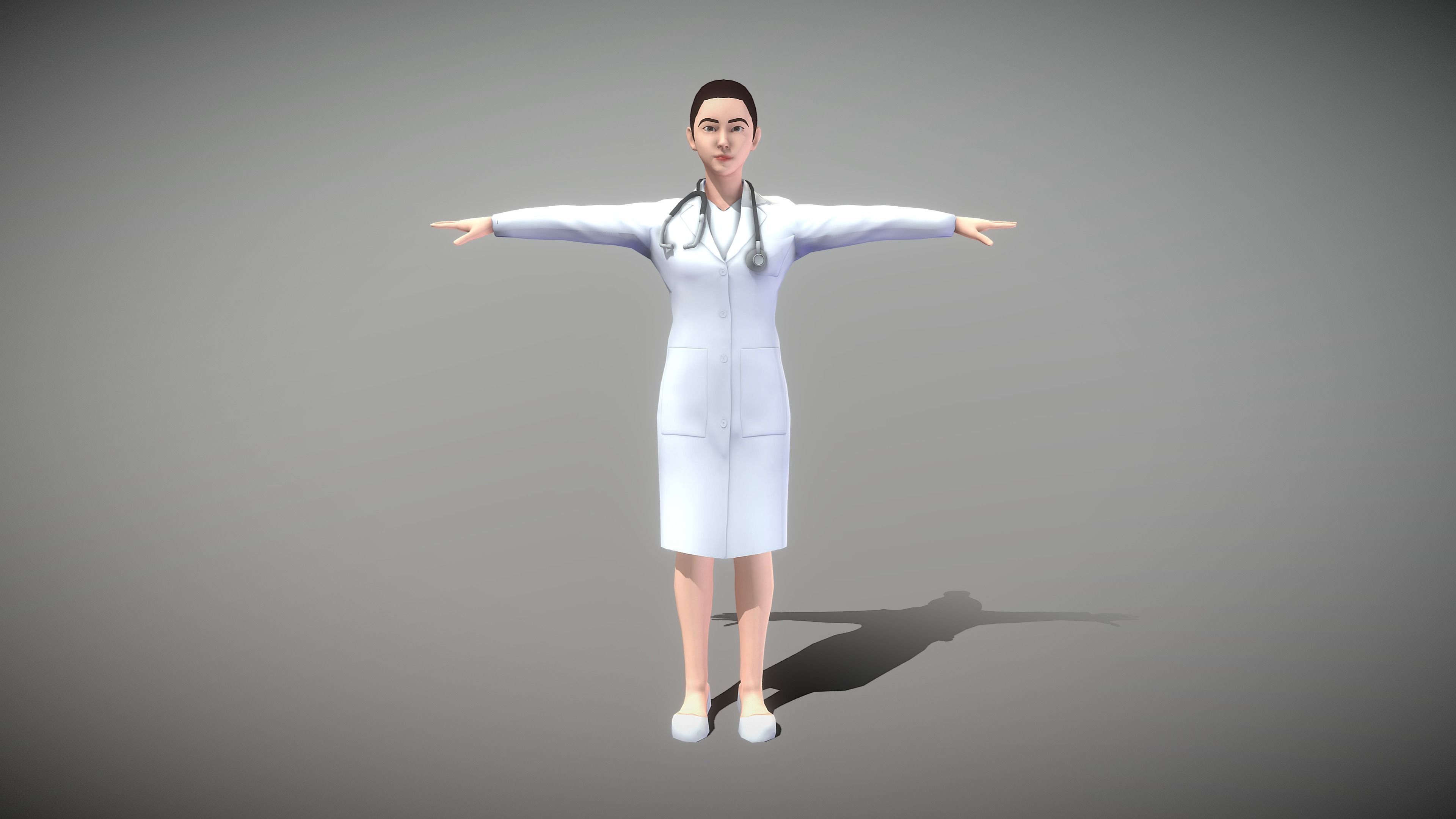 Female Doctor Low-poly 3D model_2