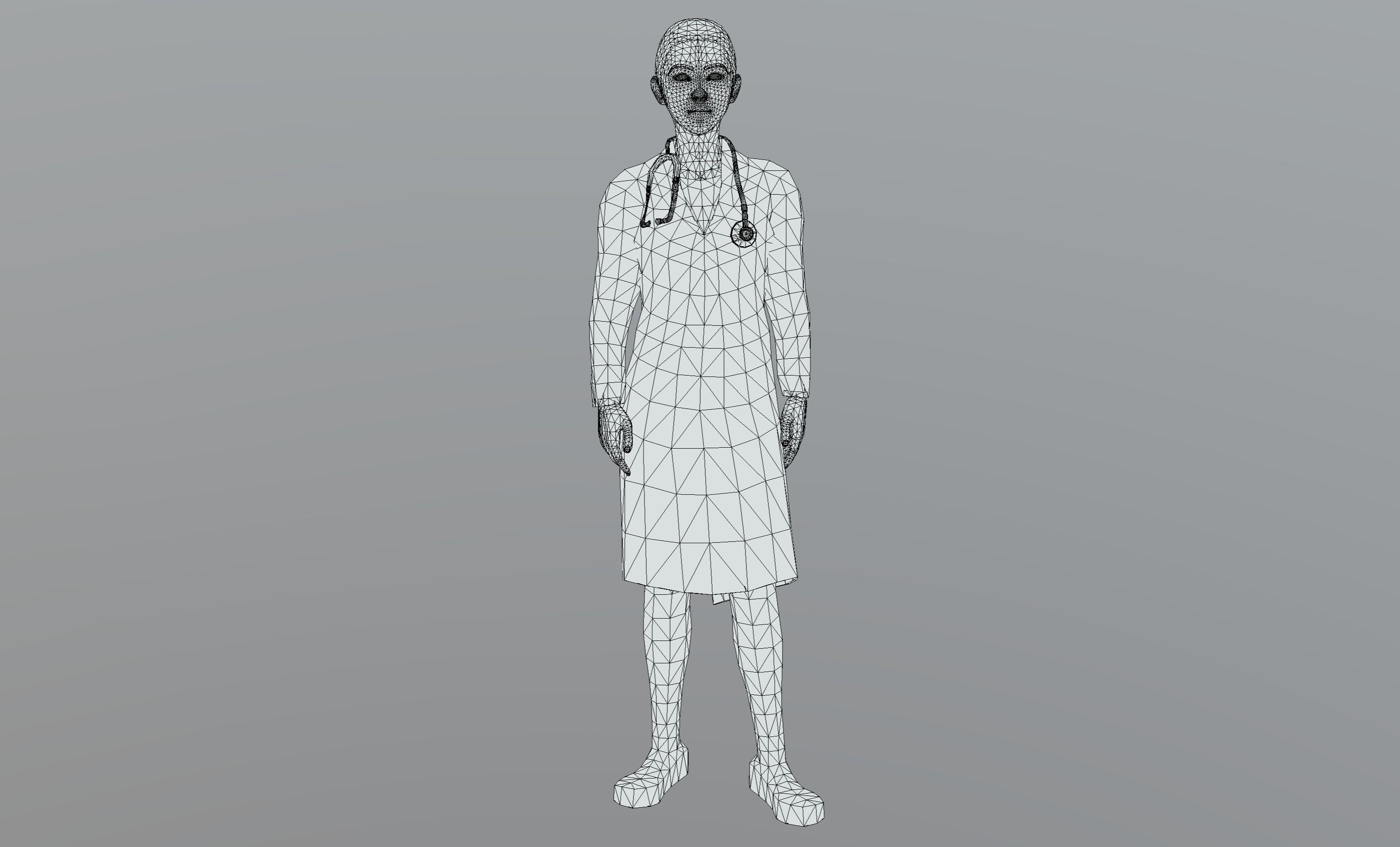 Female Doctor Low-poly 3D model_11