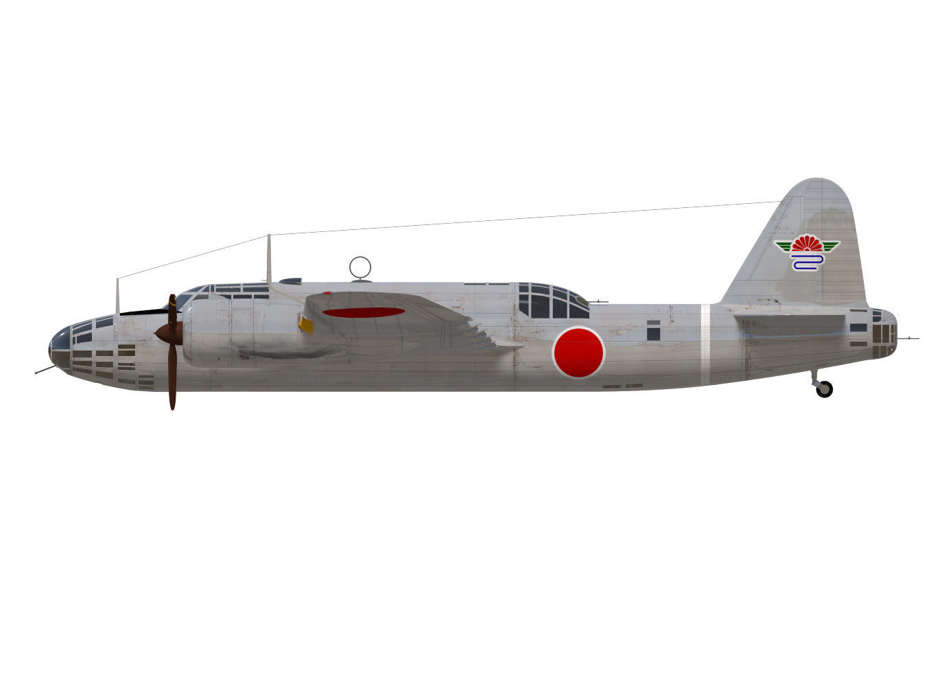 Ki49 Type 100 heavy bomber Donryu 3D model_7