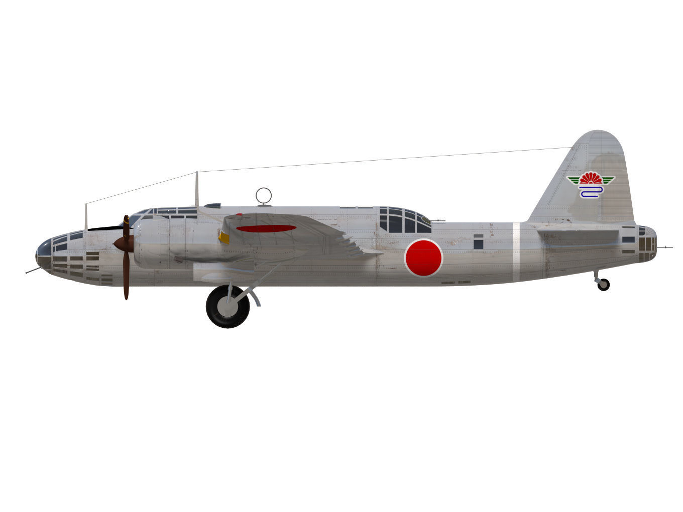 Ki49 Type 100 heavy bomber Donryu 3D model_8