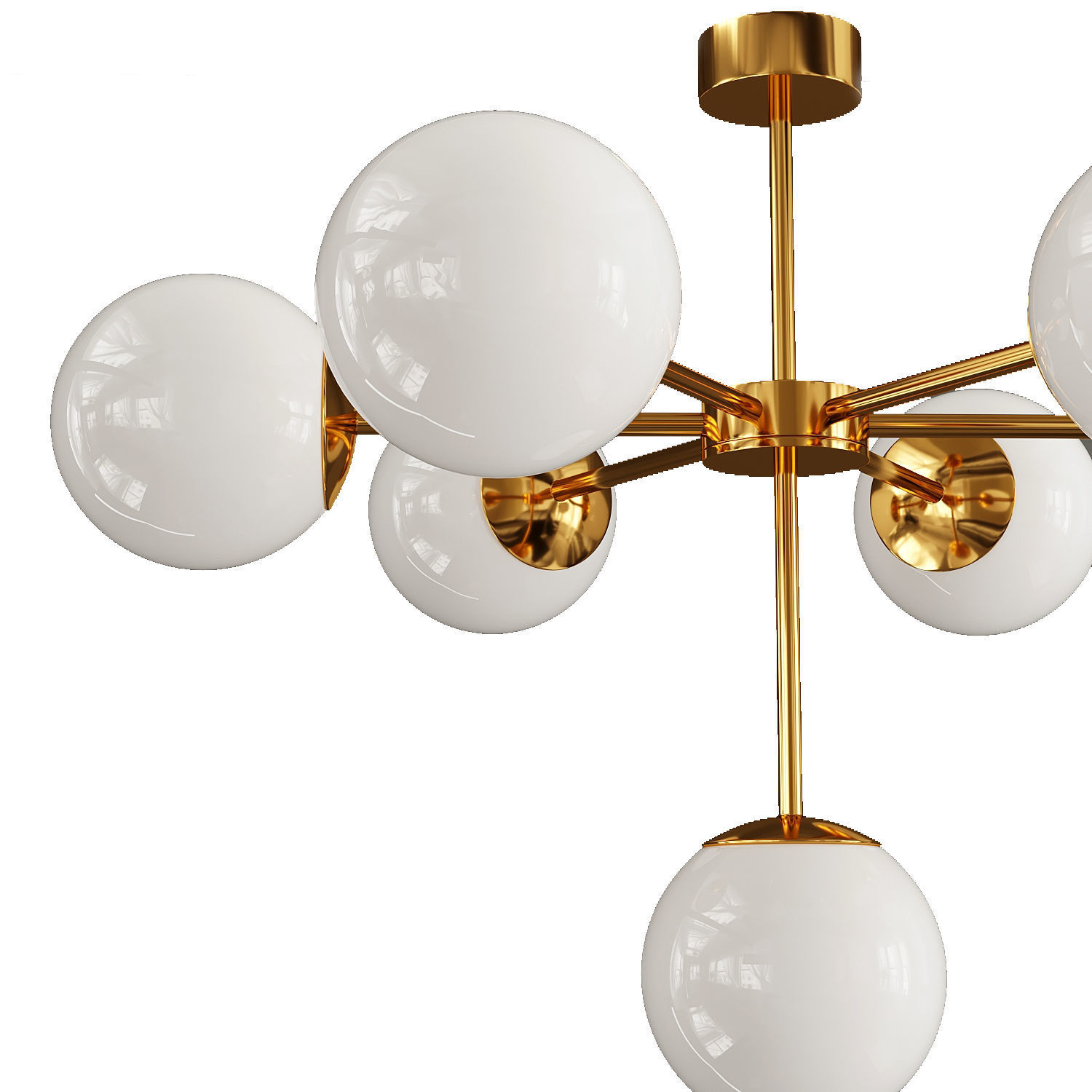 Chandelier modern - glass globes Low-poly 3D model_1