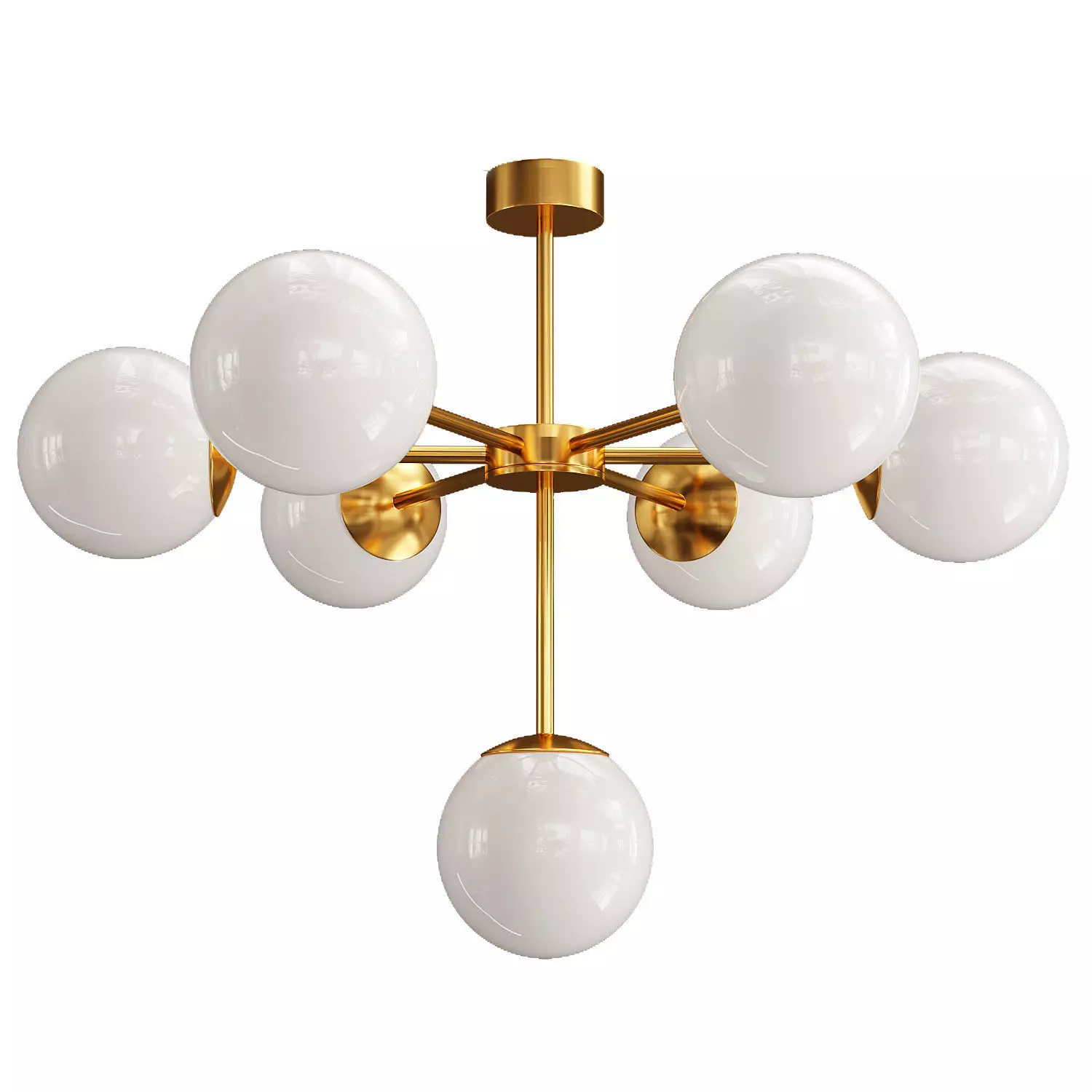 Chandelier modern - glass globes Low-poly 3D model_0