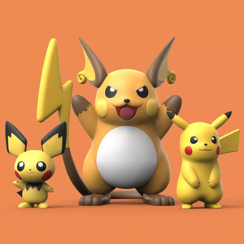 Pokemon Pikachu Evolution 3D print model_0