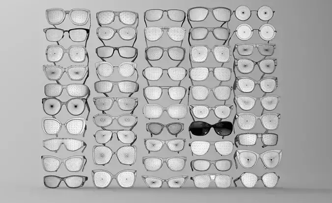 50 eye glasses pack 3D model