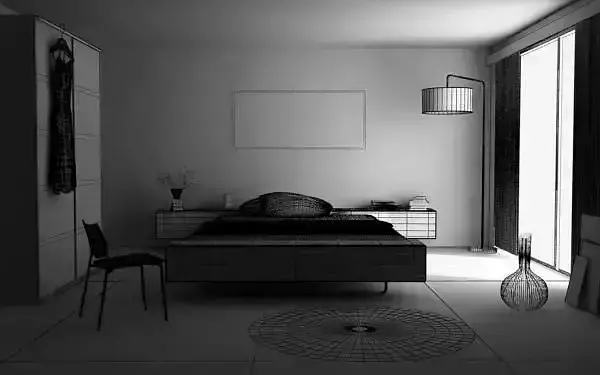 Small Bedroom With Red Bed