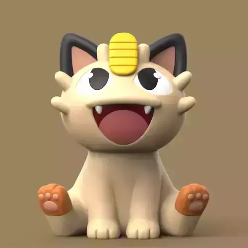Pokemon Chibi Meowth EASY PRINT NO SUPPORT