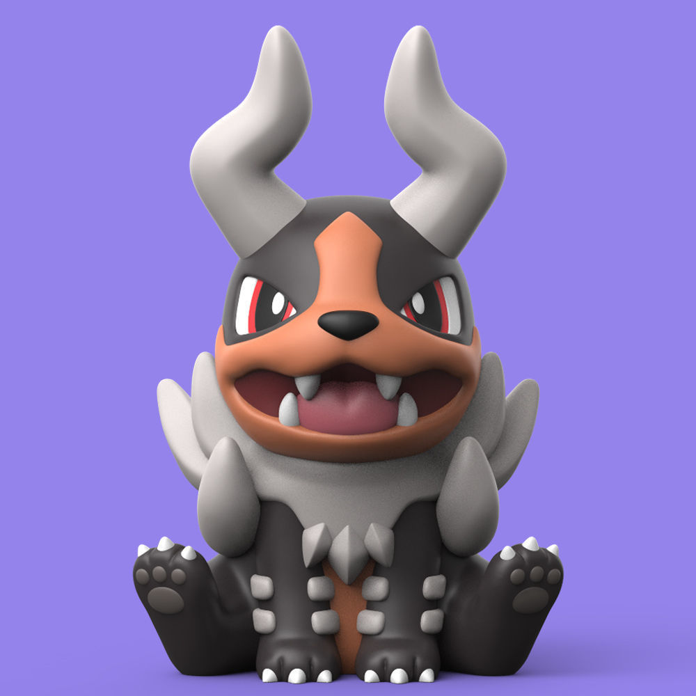 Pokemon Houndour Evolution EASY PRINT NO SUPPORT 3D print model_5