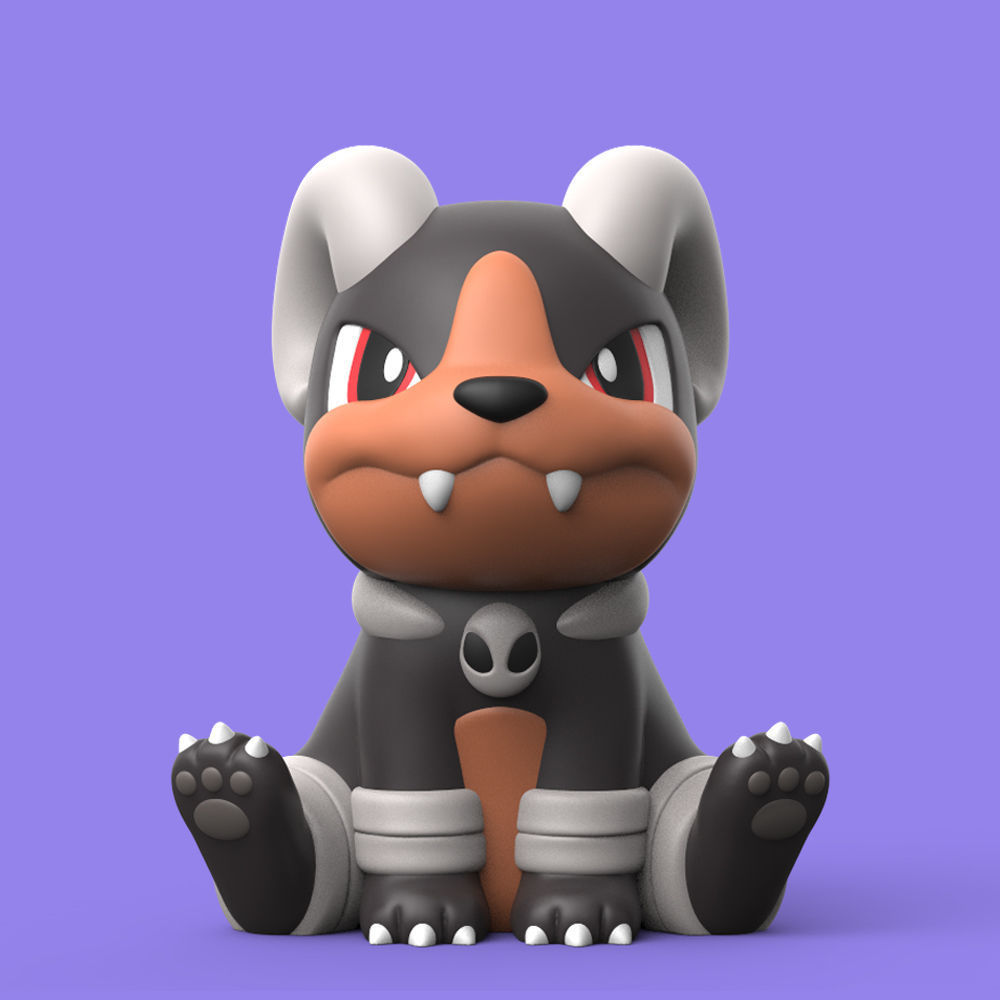Pokemon Houndour Evolution EASY PRINT NO SUPPORT 3D print model_3