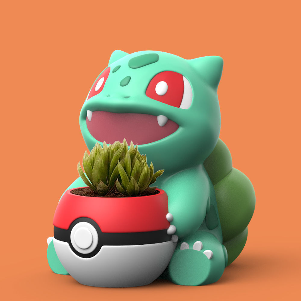 Pokemon Planters Set EASY PRINT NO SUPPORT 3D print model_1