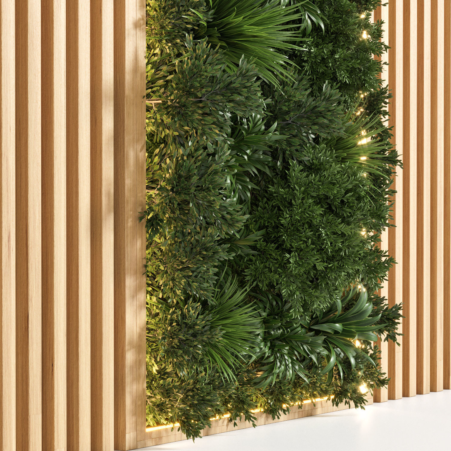 Wooden planks and vertical garden 3D model_1