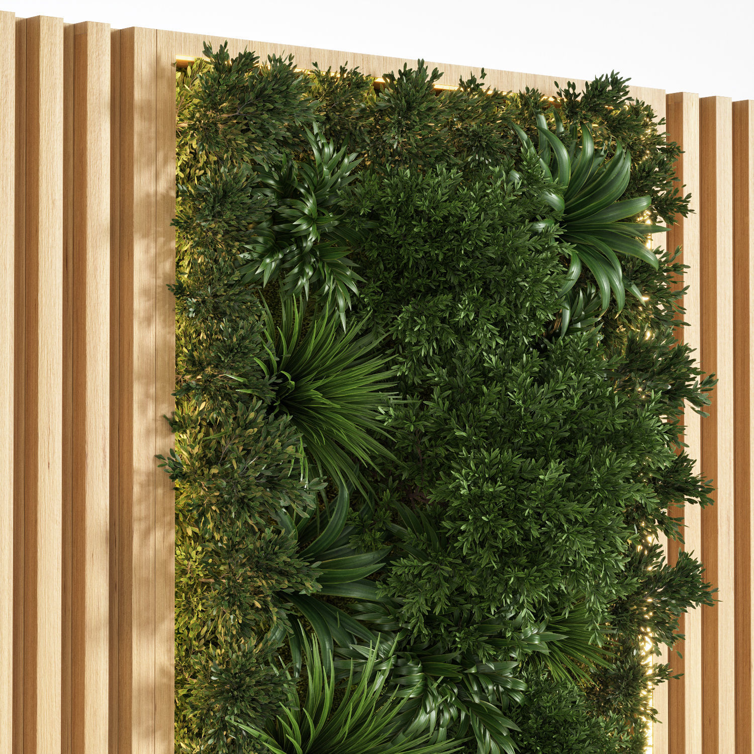 Wooden planks and vertical garden 3D model_2