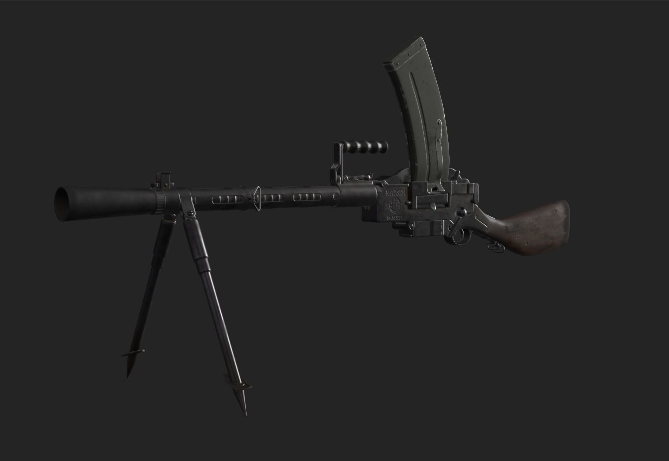 Madsen Machine Gun Low-poly 3D model_8