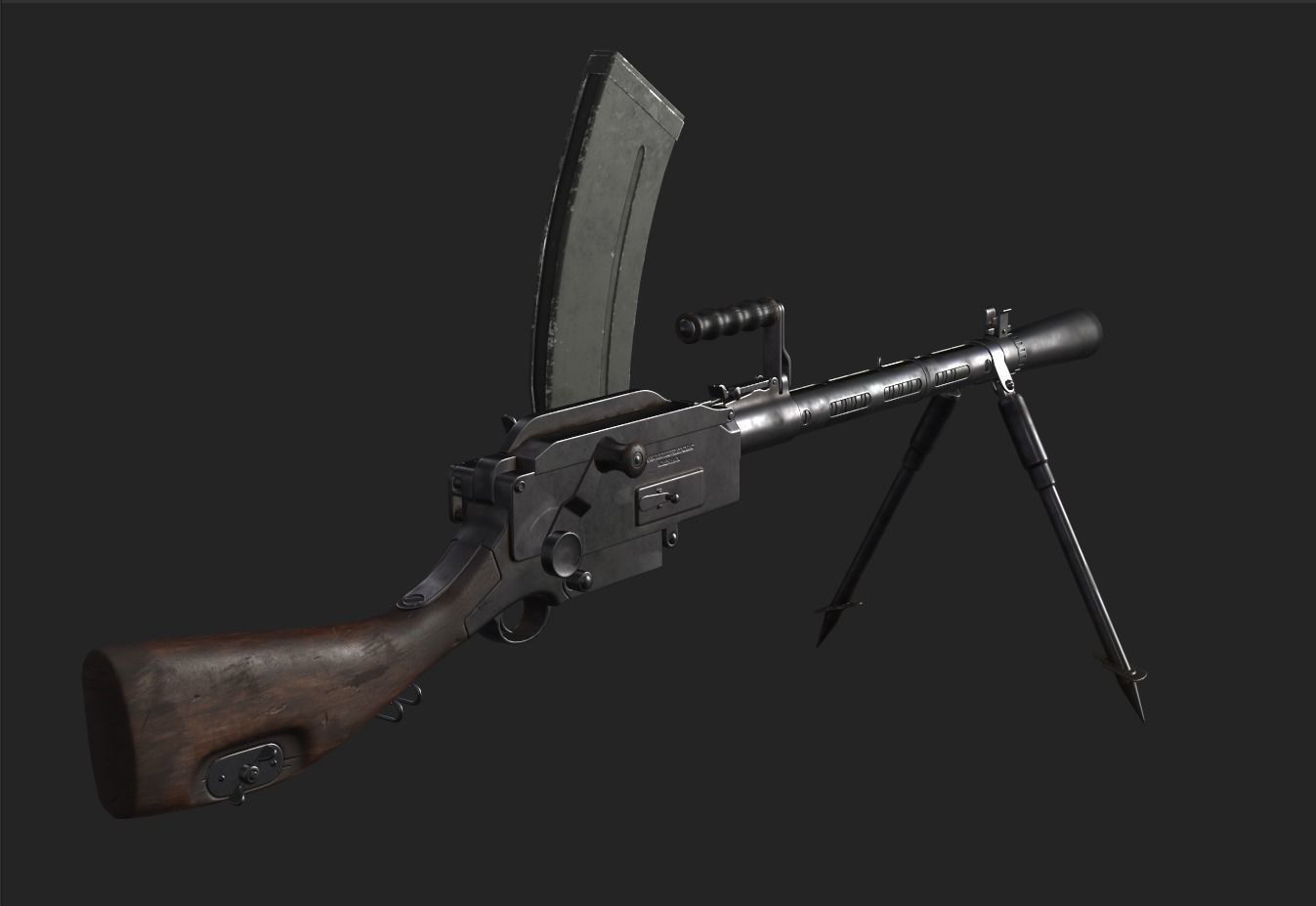 Madsen Machine Gun Low-poly 3D model_2