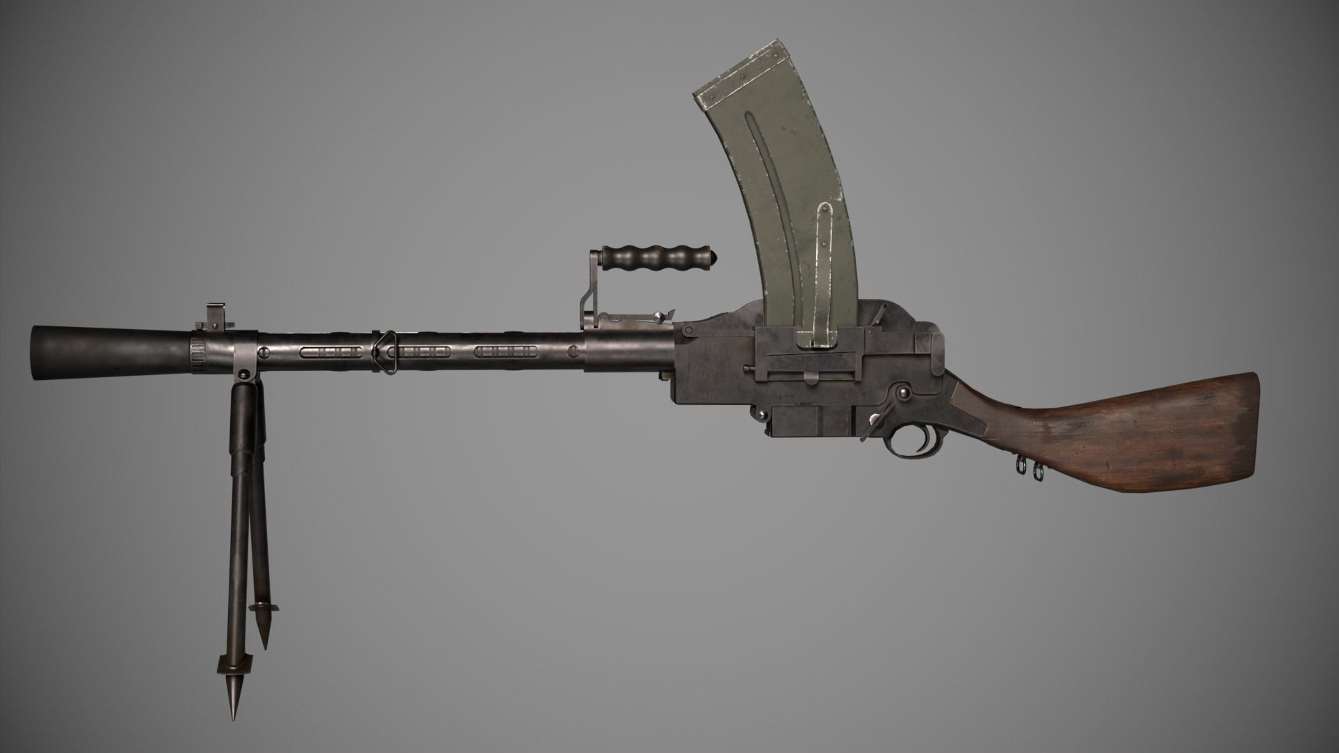 Madsen Machine Gun Low-poly 3D model_9