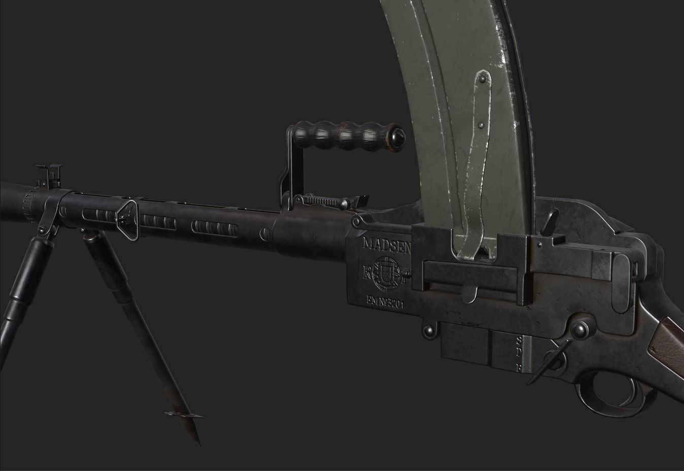 Madsen Machine Gun Low-poly 3D model_4