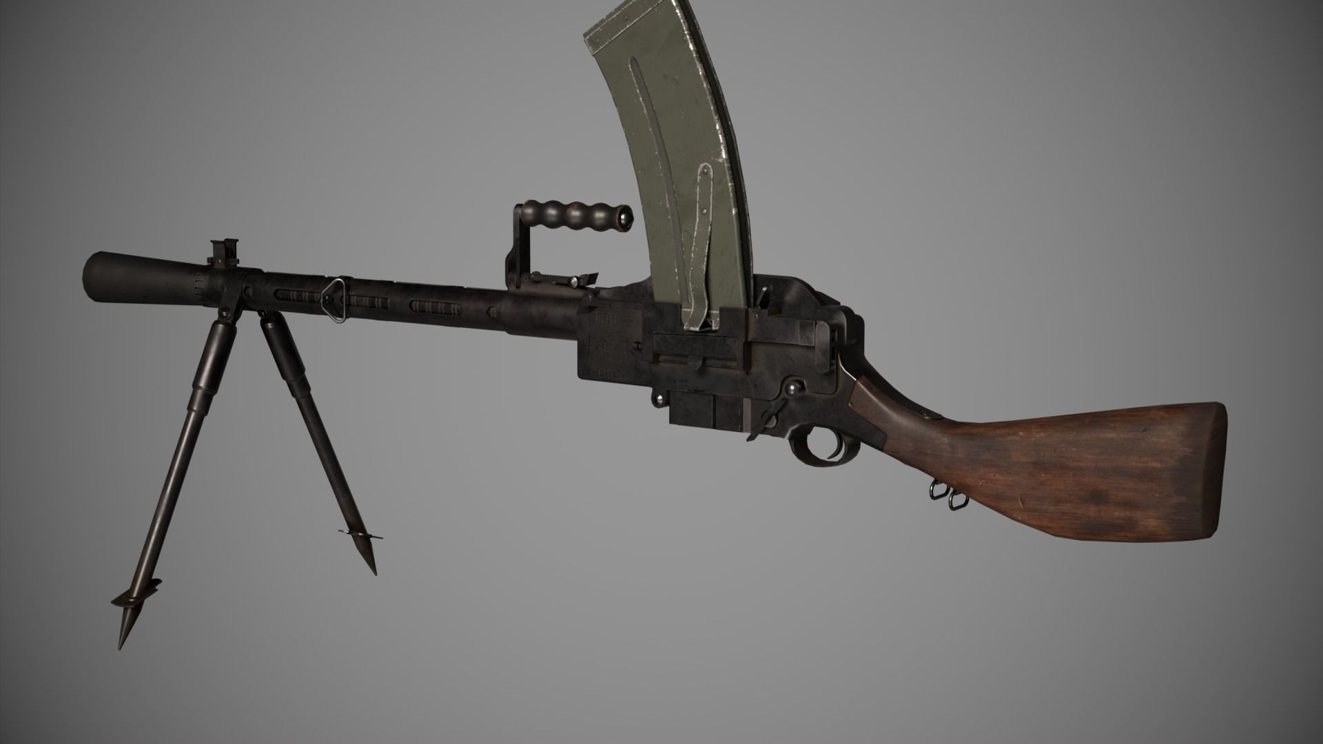 Madsen Machine Gun Low-poly 3D model_1