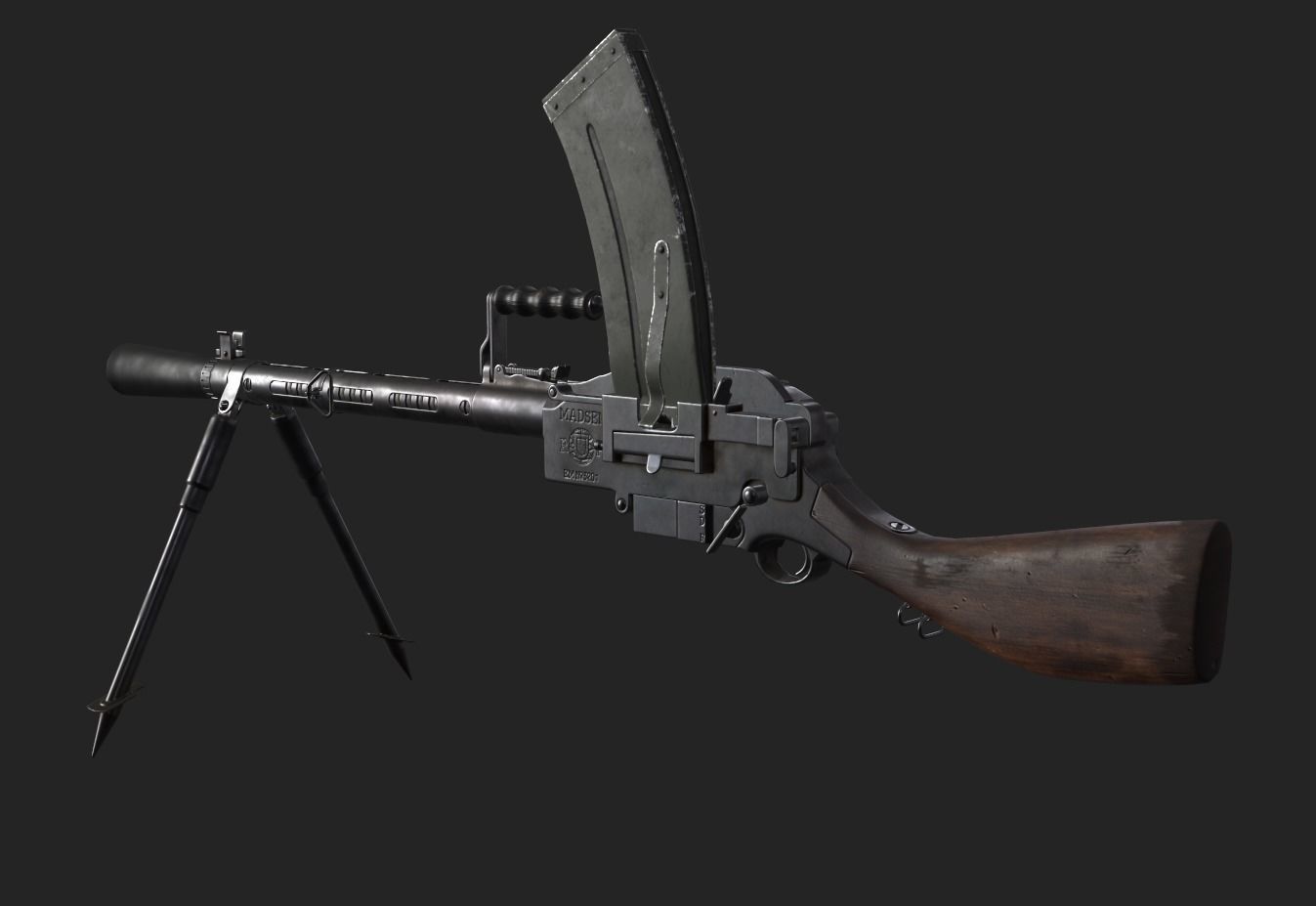 Madsen Machine Gun Low-poly 3D model_3