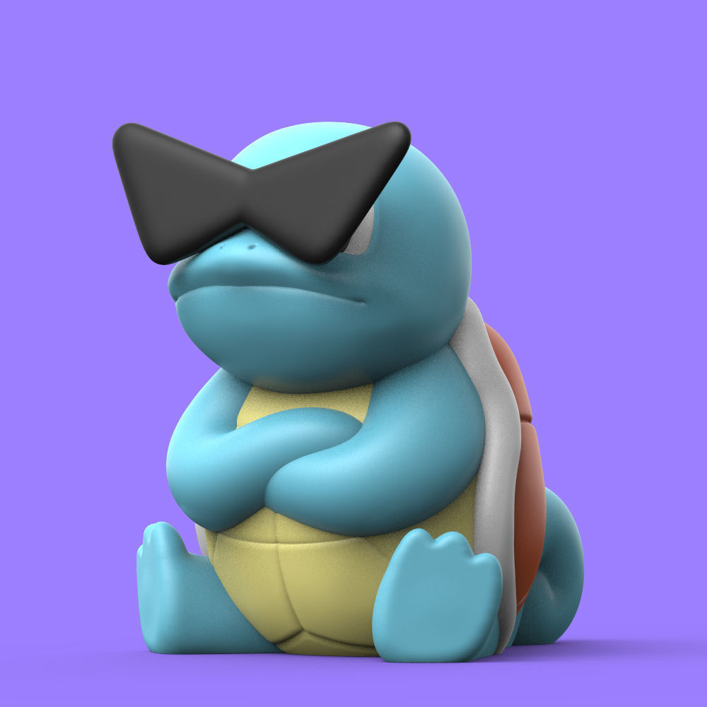 Pokemon Squirtle Leader EASY PRINT NO SUPPORT 3D print model_1