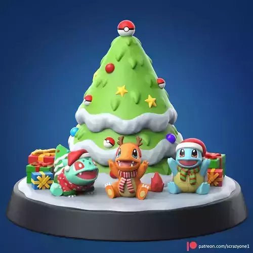 Pokemon Christmas Pokemon Set EASY PRINT NO SUPPORT 3D print model
