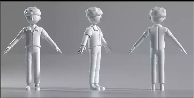 C4DIP character model of cartoon boy in autumn clothes