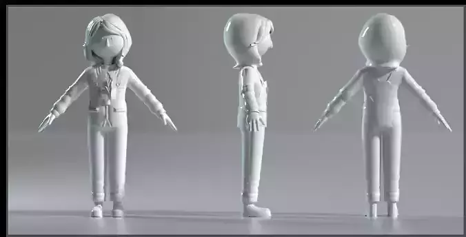 C4D little girl model  cartoon style