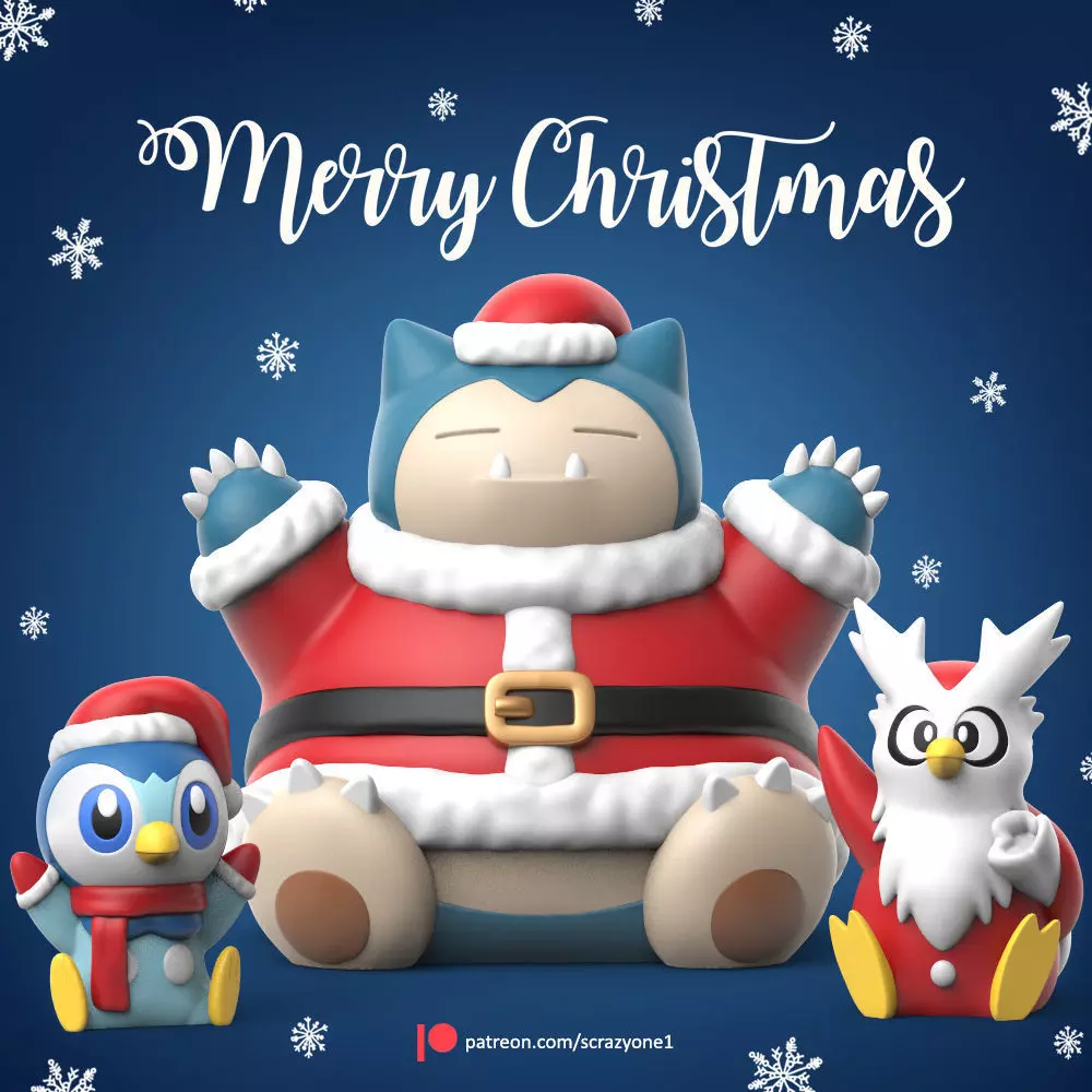 Pokemon Christmas Pokemon Set EASY PRINT NO SUPPORT 3D print model_0