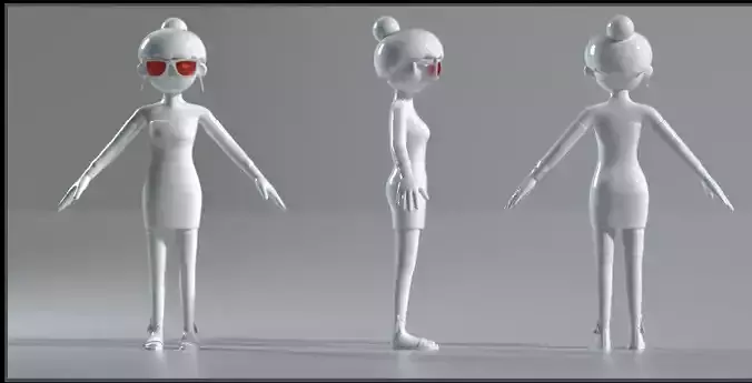 Fashion sunglasses girl  cartoon tall girl C4D model