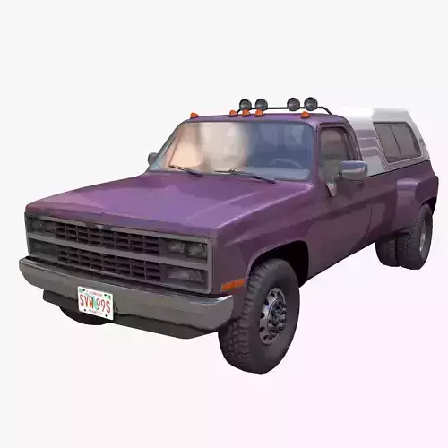 80s Custom pickup truck Low-poly 3D model