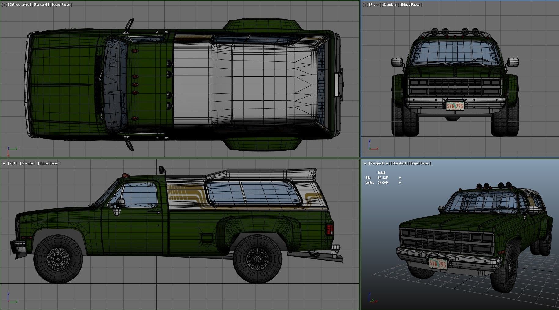 80s Custom pickup truck Low-poly 3D model_35