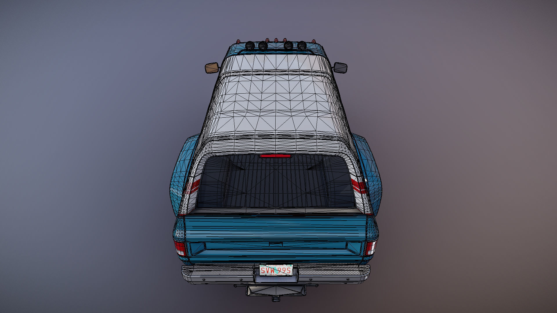 80s Custom pickup truck Low-poly 3D model_27