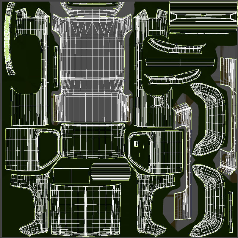 80s Custom pickup truck Low-poly 3D model_39