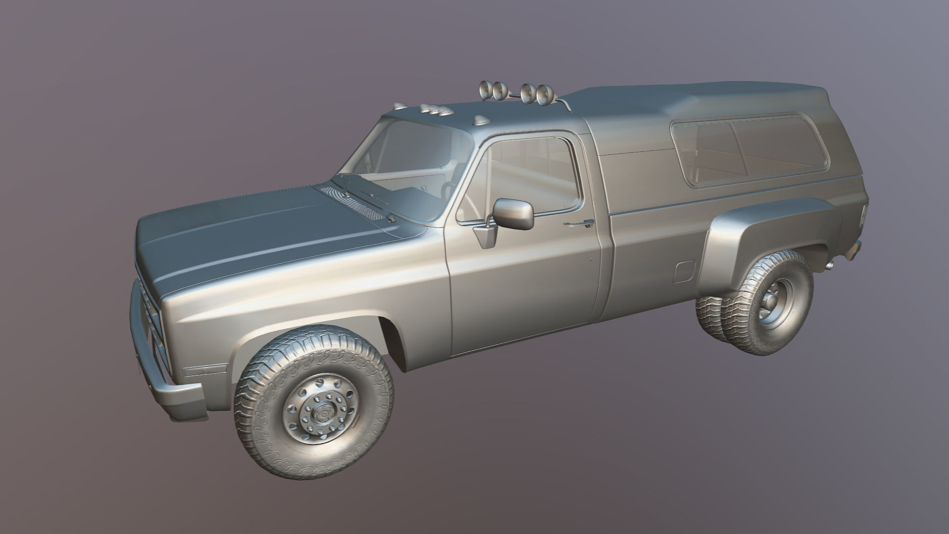 80s Custom pickup truck Low-poly 3D model_29