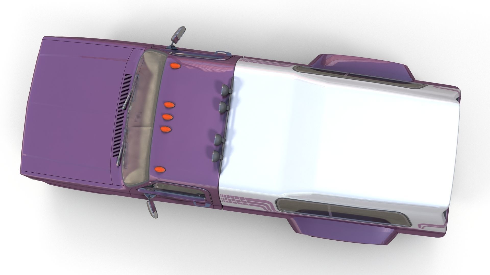 80s Custom pickup truck Low-poly 3D model_7