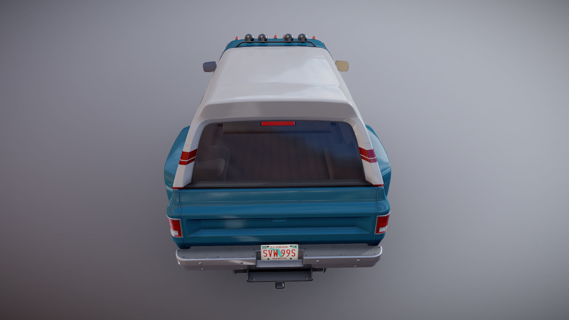 80s Custom pickup truck Low-poly 3D model_18