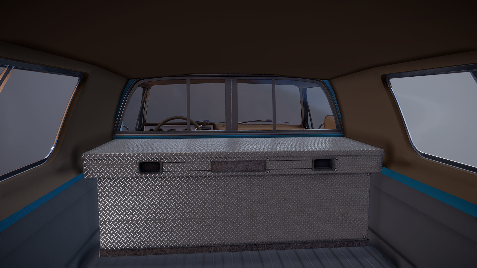 80s Custom pickup truck Low-poly 3D model_19