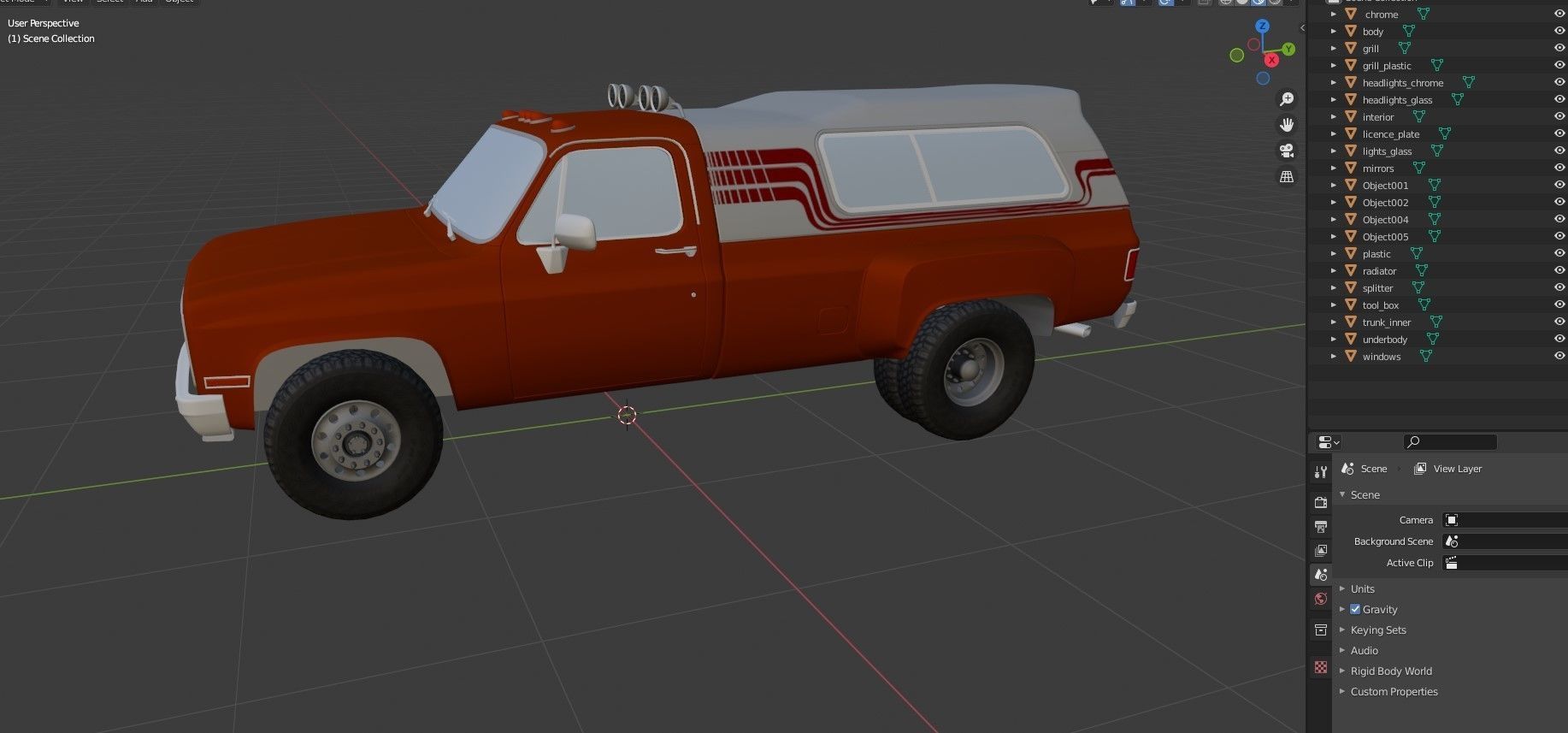 80s Custom pickup truck Low-poly 3D model_37