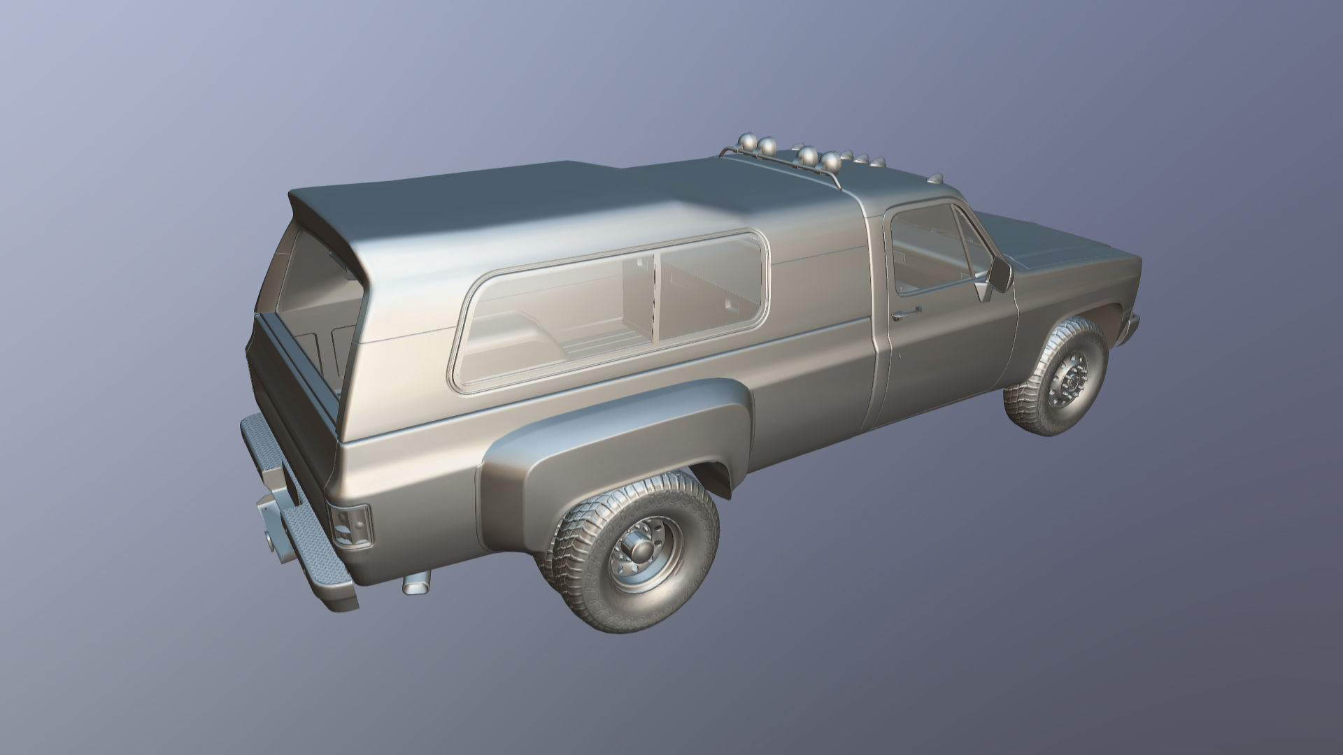 80s Custom pickup truck Low-poly 3D model_30