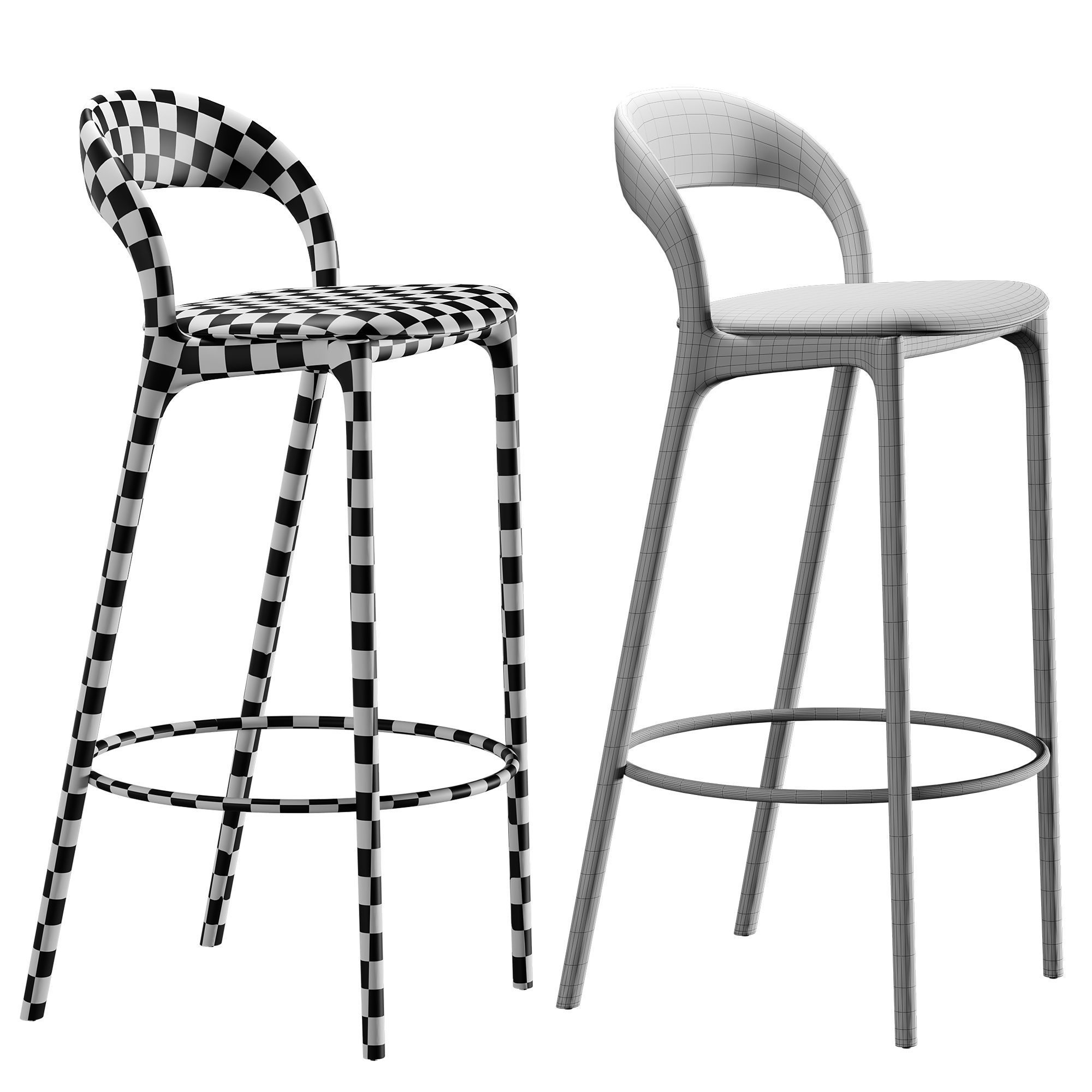 Bar chair  Low-poly 3D model_2