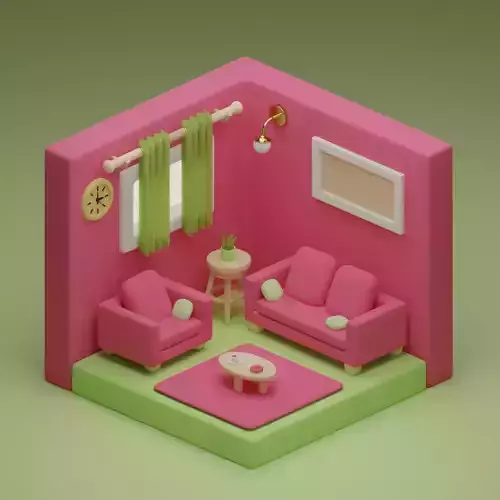 Isometric 3D Living room