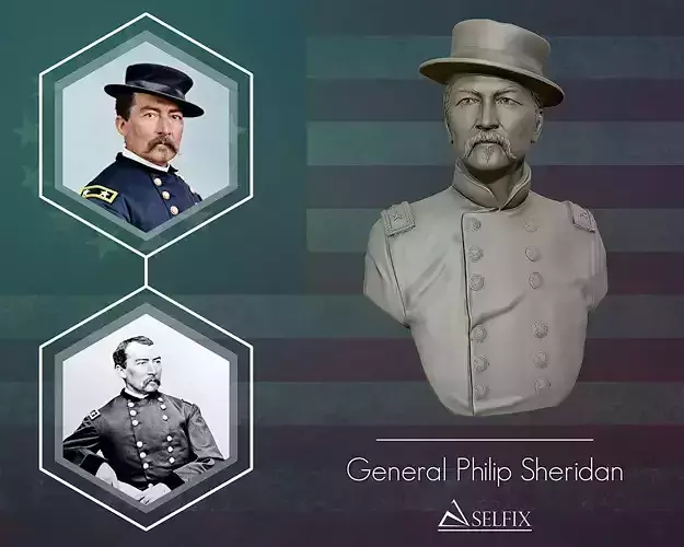 General Philip Sheridan bust sculpture 3D print model