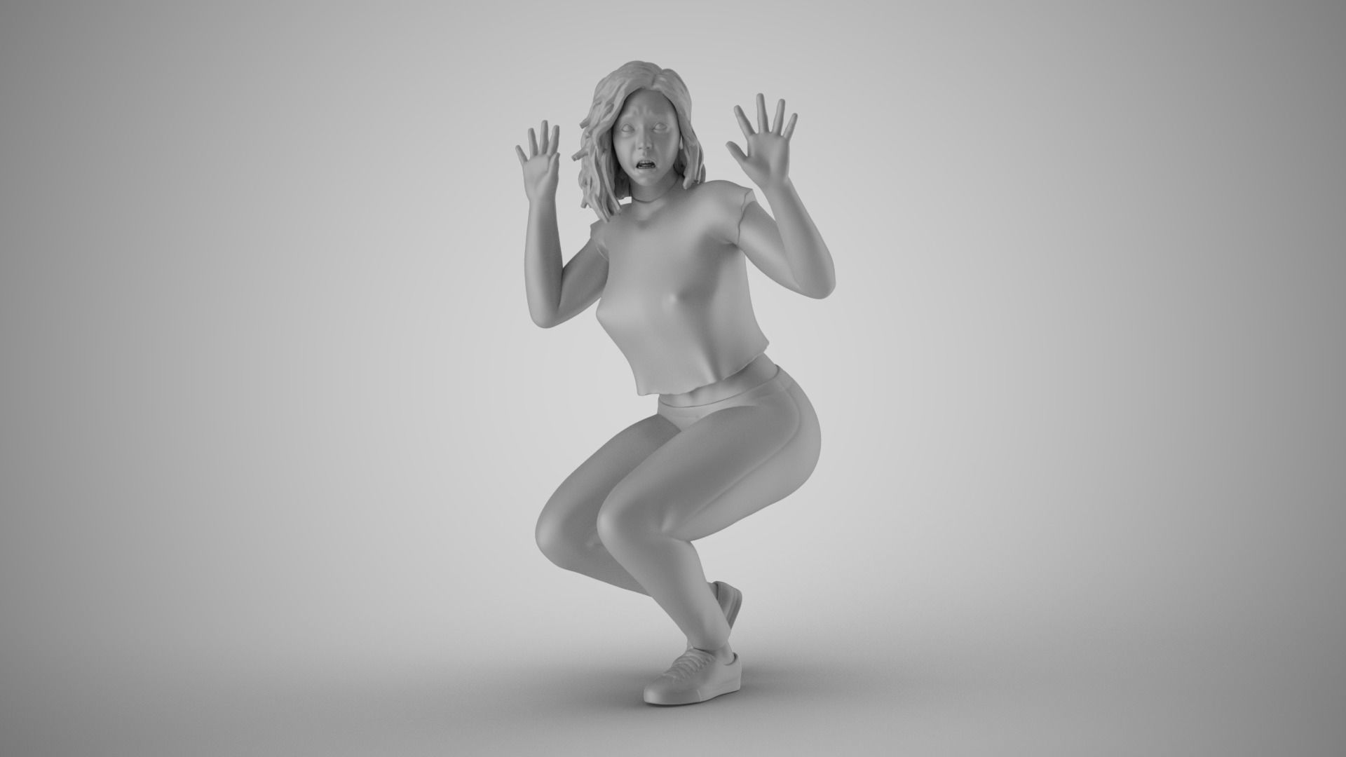 Frightened Girl 3D print model_2
