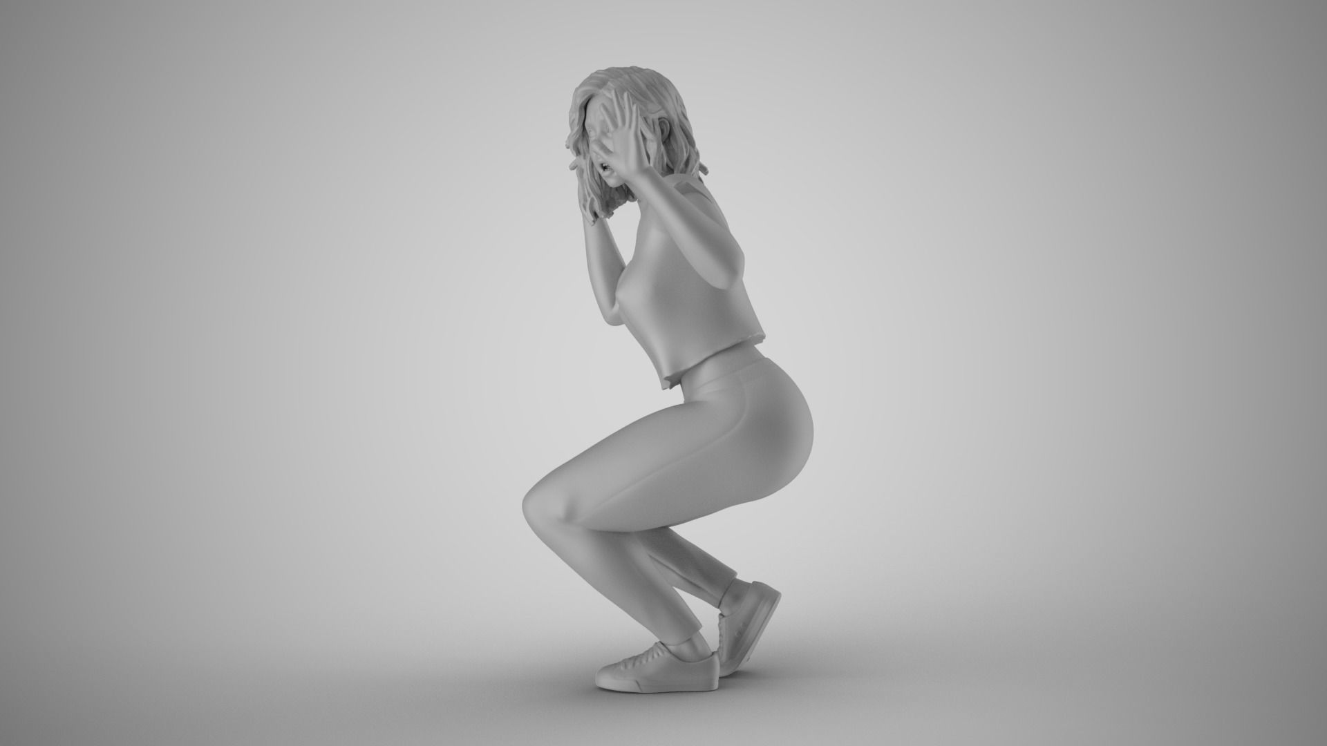 Frightened Girl 3D print model_1