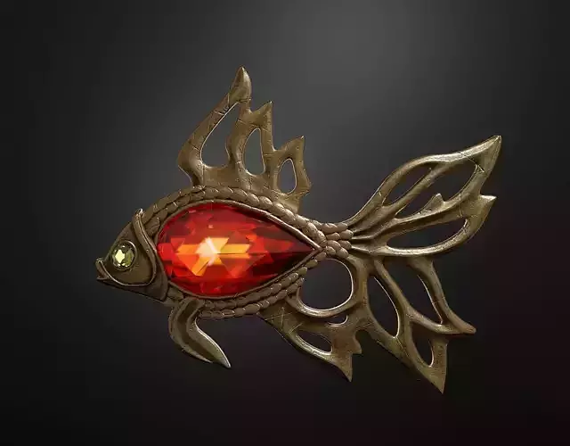 Antique copper brooch with jewels