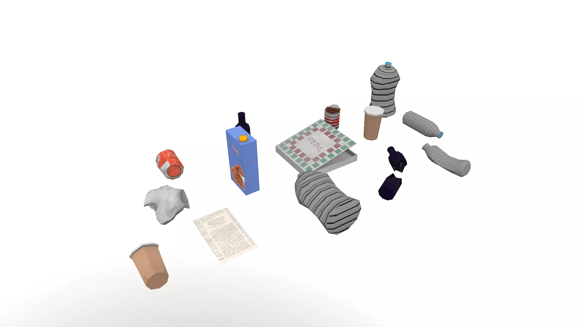Trashes kitchen Free low-poly 3D model