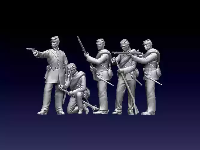Attack Soldiers Union us civil war 3D print model