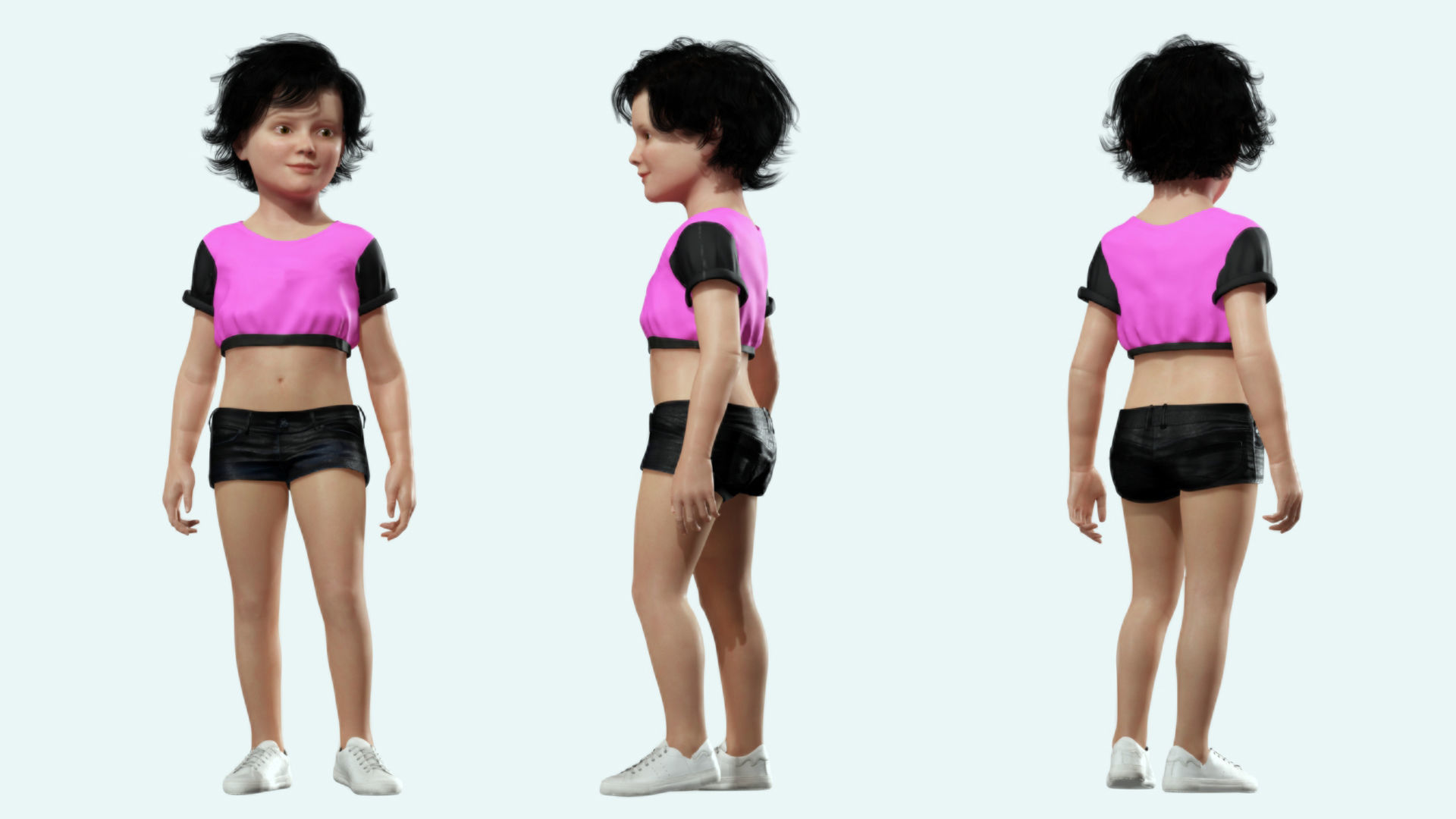 Realistic Girl child Low-poly 3D model_1