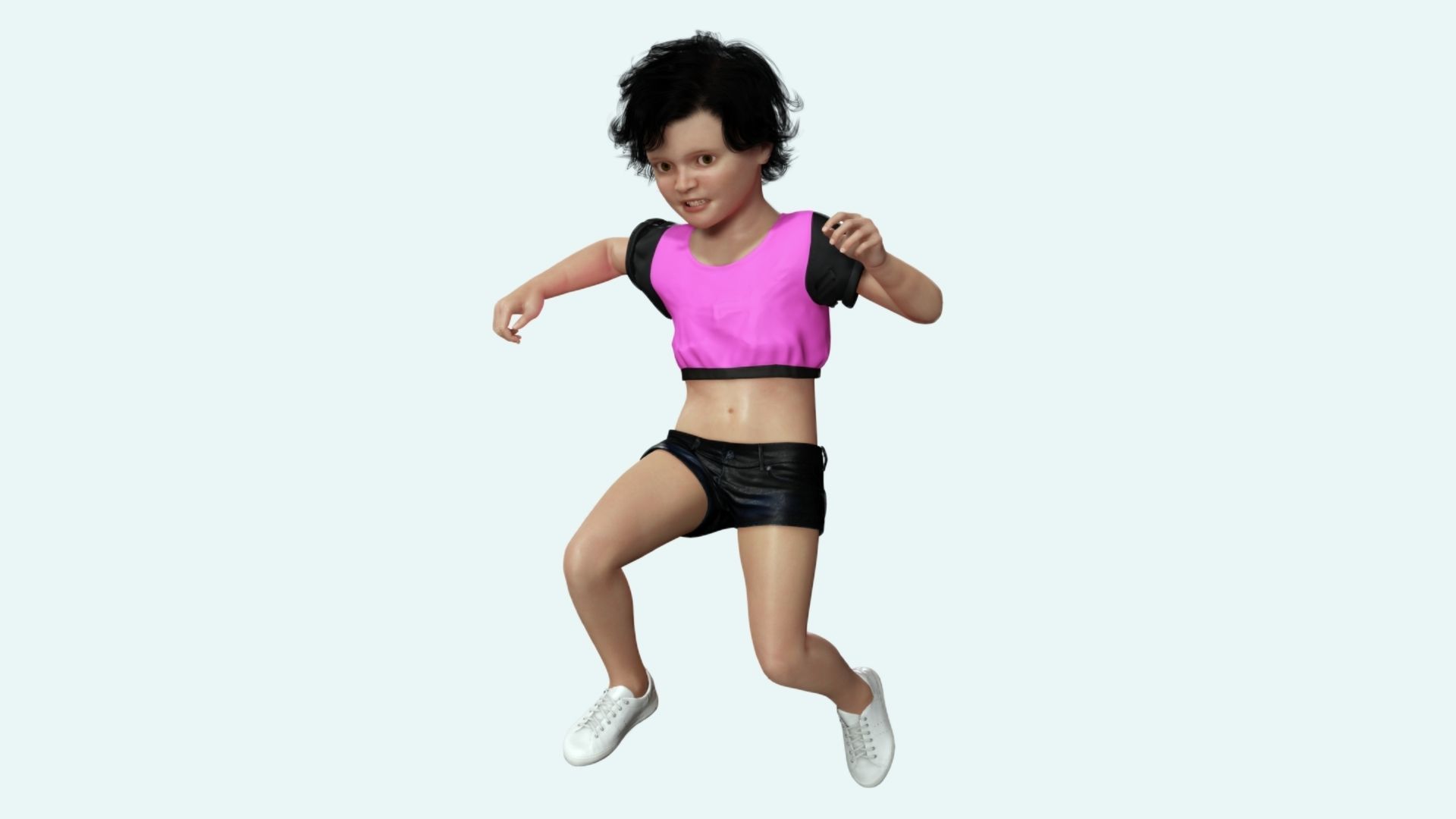 Realistic Girl child Low-poly 3D model_3