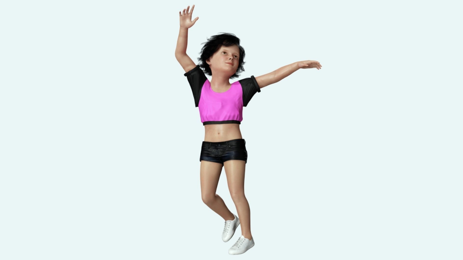Realistic Girl child Low-poly 3D model_5