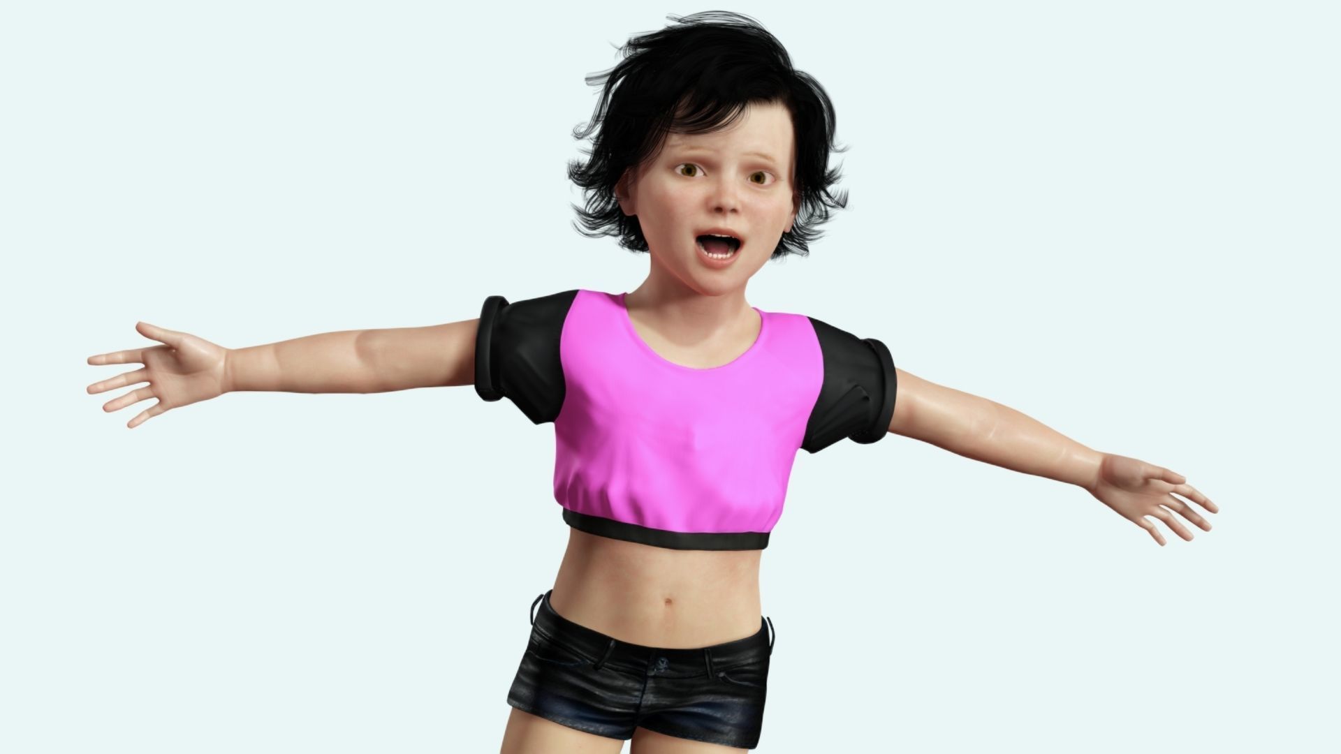 Realistic Girl child Low-poly 3D model_6